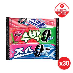 [롯데] 0 칼로리 아이스 바 30개(수박 10,스크류 10,죠스 10)