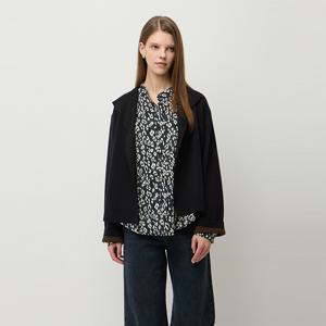 [본사] 울 블렌드 이중지 숄 가디건_SAKC40561BK