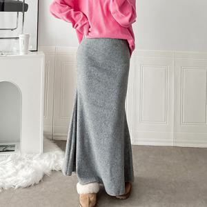 여자 기모치마 머메이드 골반핏 무채색 겨울 롱스커트