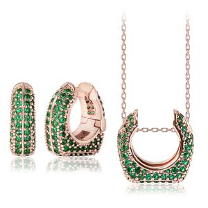 92.5 Silver 보헤니아 에메랄드 귀걸이/목걸이 SET SET0453