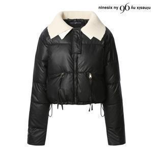 정상가:139,000원 ㅣ 레더 니트 배색 카라 스트링 패딩 점퍼 (NO4JJ006L0)