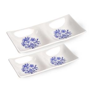 쯔비벨무스터 사각 2절 나눔접시 세트소+대