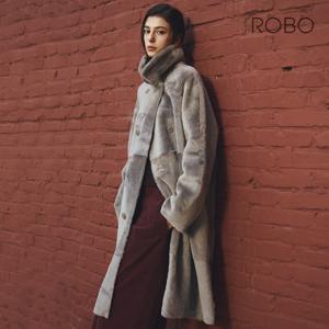 로보 25FW 프리미엄 라콘 더블 카라 롱 무스탕