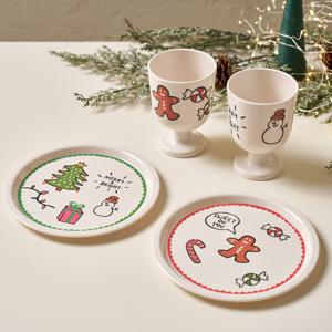 메리브라이트 크리스마스 멜라민 4P세트 고블렛2P,접시2P