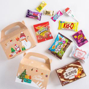 크리스마스 손잡이 간식 상자  1입 크리스마스 간식 과자 단체선물 간식팩 어린이집 유치원 교회
