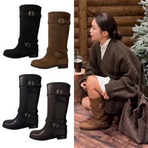 [최초가139,000원] 버클 롱부츠 스웨이드/레더 2컬러(브라운/블랙)