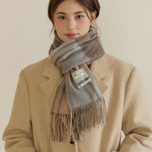 [아워호프] Ordinary Check Wool Muffler - Blue Brown Check [H25WT-AC03-BBC]