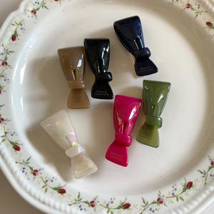 오로라 프랑스핀 2개1쌍 언발 리본 클립 옆머리 앞머리 고정 집게핀