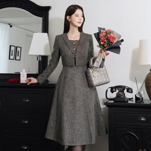 (~XXL까지) 에스포 자켓 레이어드 트위드 원피스 겨울 오피스룩 하객룩 연말룩 모임룩 파티룩 빅사이즈