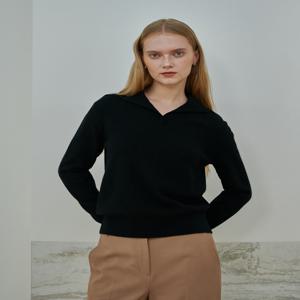 헤지스 여성 [[24FW]] HSSW4DP82BK [라쿤] 블랙 버튼 장식 카라 스웨터