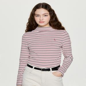 헤지스 여성 [[25FW]] HSTS5DP01CR [ONLINE EXCLUSIVE]하프 터틀넥 스트라이프 티셔츠 크림