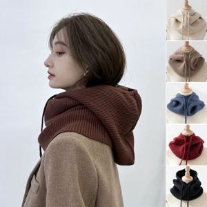 에이치플러스몰 가을 겨울 페이크후드 넥워머 니트 레이어드 후드워머 페이크후드 페이크넥워머
