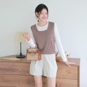 [최초가 109,900원]프렌치린넨100 라마엘 스퀘어넥 니트탑 3종세트