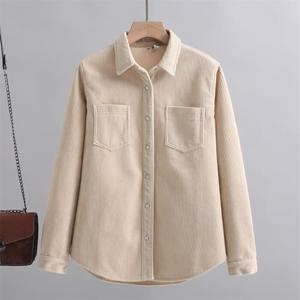 [브리치]  / NB2388 여성 심플 코듀로이 긴팔 기모 셔츠