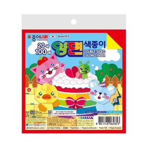 100매 양면색종이 RRPE(20색 100매/150x150mm/종이나라) 자재