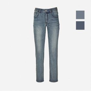 공용 구제워싱 기모 테이퍼드 데님팬츠 (NQI672)