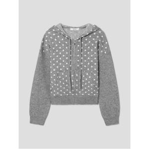 도트 후드 카디건 - 그레이 (125X5AMQ43)