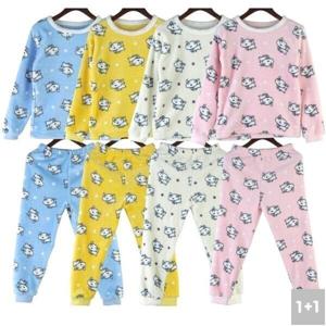 1+1 겨울 아동용 짱구 극세사 밍크 잠옷 세트 키즈 어린이 주니어 양털 여아 남아 키즈 파자마 홈웨어 기모