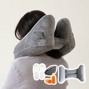 트래블라라 비행기전용목베개 기내용 여행용 허리베개 에어펌프 패키지 목베개+허리쿠션 세트