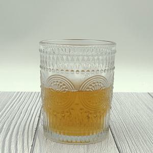 태양 꽃 양각 내열 유리 컵 300ml/글라스/에이드/맥주/비어/홈카페/카페/양주잔/음료/커피잔/하이볼/물/잔