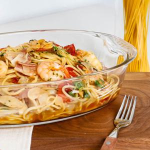 강화유리 그라탕 타원형 그릇 30cm/플레이팅/파스타/유리/투명/샐러드/손잡이/예쁜접시/디저트/접시/식기