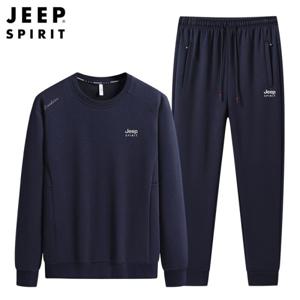 JEEP SPIRIT 남성 운동복세트 가을 라운드넥 티셔츠 루즈 캐주얼 스포츠 세트