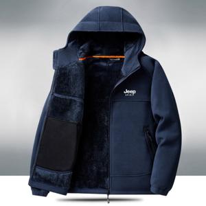 JEEP SPIRIT2025년 가을/겨울 폴라 플리스 남성 재킷 두꺼운 카디건 후드자켓
