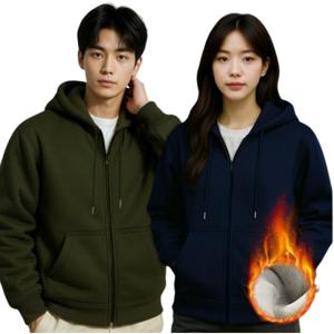 1+1 남녀공용 후드 집업 오버핏 기모 점퍼 학생 데일리 남자 여자 잠바 아우터 가을 겨울