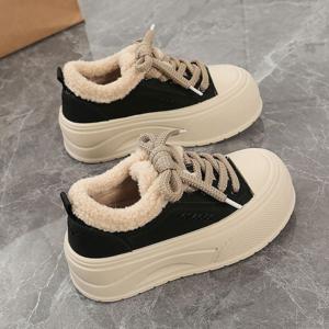 여자 가을 겨울 통굽 기모 운동화 털안감 방한화