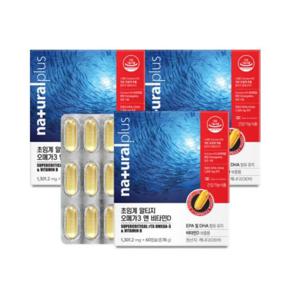 내츄럴플러스 저온초임계 알티지 오메가3 앤 비타민D 60캡슐 x 3박스 6개월분 /혈행건강 뼈건강 동시케어