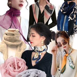 쁘띠 스트라이프 미니 스카프 실크 사각스카프 봄스카프 가을스카프 여성스카프 행사스카프 단체스카프 그룹
