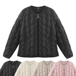 여성 경량 패딩 점퍼 빅사이즈 퀄팅 솜 누빔 집업 가을 겨울 긴팔 아우터