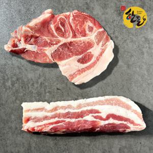(신선집중) 20%+5% / 직통미트 국내산 한돈 두꺼운 목살(냉장) 500g + 삼겹살(냉장) 500g 총 1kg