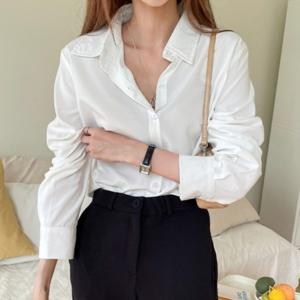 여성 블라우스/여성 심플 베이직 긴팔 블라우스