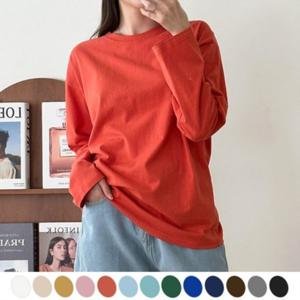 여성 긴소매/여자 여성 무지 20수 싱글 쭉티 코튼 긴팔 티셔츠