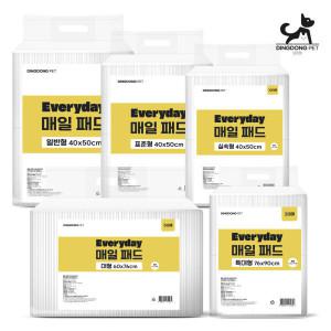 (강아지 식기매트 추가 증정)딩동펫 강아지 매일 배변패드 실속형/대형/특대형 20매~400매 (옵션별 상이)