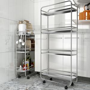 이동식 스텐트롤리 4단 정리대 틈새 선반 주방 수납장 OCT-4T19