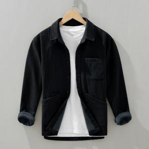 남자 캐주얼 겨울 기모 칼라 이너 셔츠 남자오버핏셔츠 남자셔츠