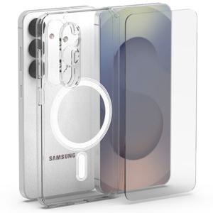 갤럭시 맥세이프 케이스 +  카메라 필름 + 액정보호 강화유리 S25엣지/24/23 슬림 범퍼 투명 범퍼 아이폰