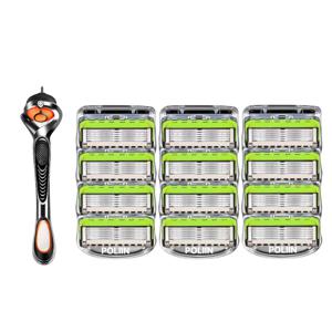 질레트 호환용 스윙 면도기 + 신형 프로글라이드 스킨텍 면도날 3팩(12개입) 그린