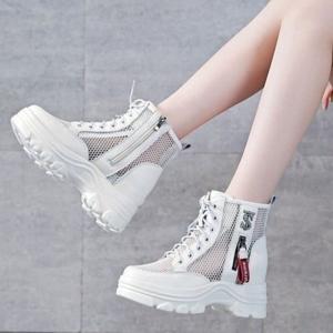 KNMAT여름 신상 펀칭 얇은 메쉬 부츠 여성 편안한 봄 여름 워커 메쉬 펀칭 앵클 부츠