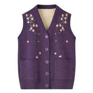 SUTA 기모조끼 할머니조끼 김장조끼 꽃무늬 자수 따듯한 조끼