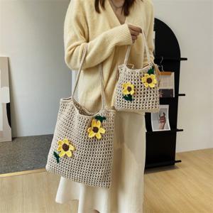 에쥬아 니트 가방 손뜨개 숄더 해바라기 토트백