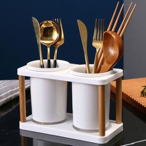 원목 도자기 2구 수저통 물빠짐