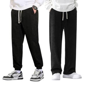 1+1 겨울 남자 교듀로이 기모 바지 남성 세미 와이드 팬츠 골덴 바지