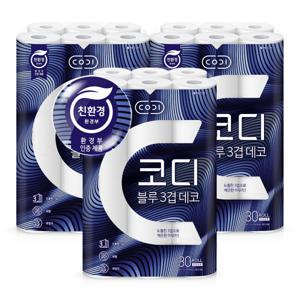 블루 3겹 데코 화장지 27m 30롤 3팩