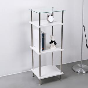 레이 화이트 모듈 수납 선반 장식장 4단 거실 유리 진열장
