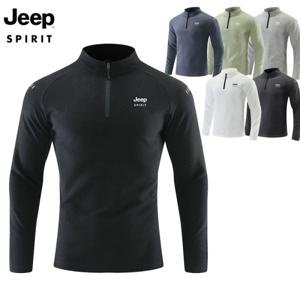 지프 JEEP SPIRIT  남성 긴팔 집업 티셔츠_프리미엄 스판 작업복 등산 아웃도어 빅사이즈 긴팔 집업티