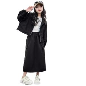 여아 작업복 스커트 세트 춘추복 어린이 캐주얼 스커트 중 대아 지퍼 카디건+스커트
