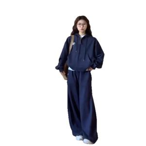 라지 사이즈 여성복 가을 겨울 스포츠 세트 학생 후드 맨투맨 속바지 캐주얼 투피스